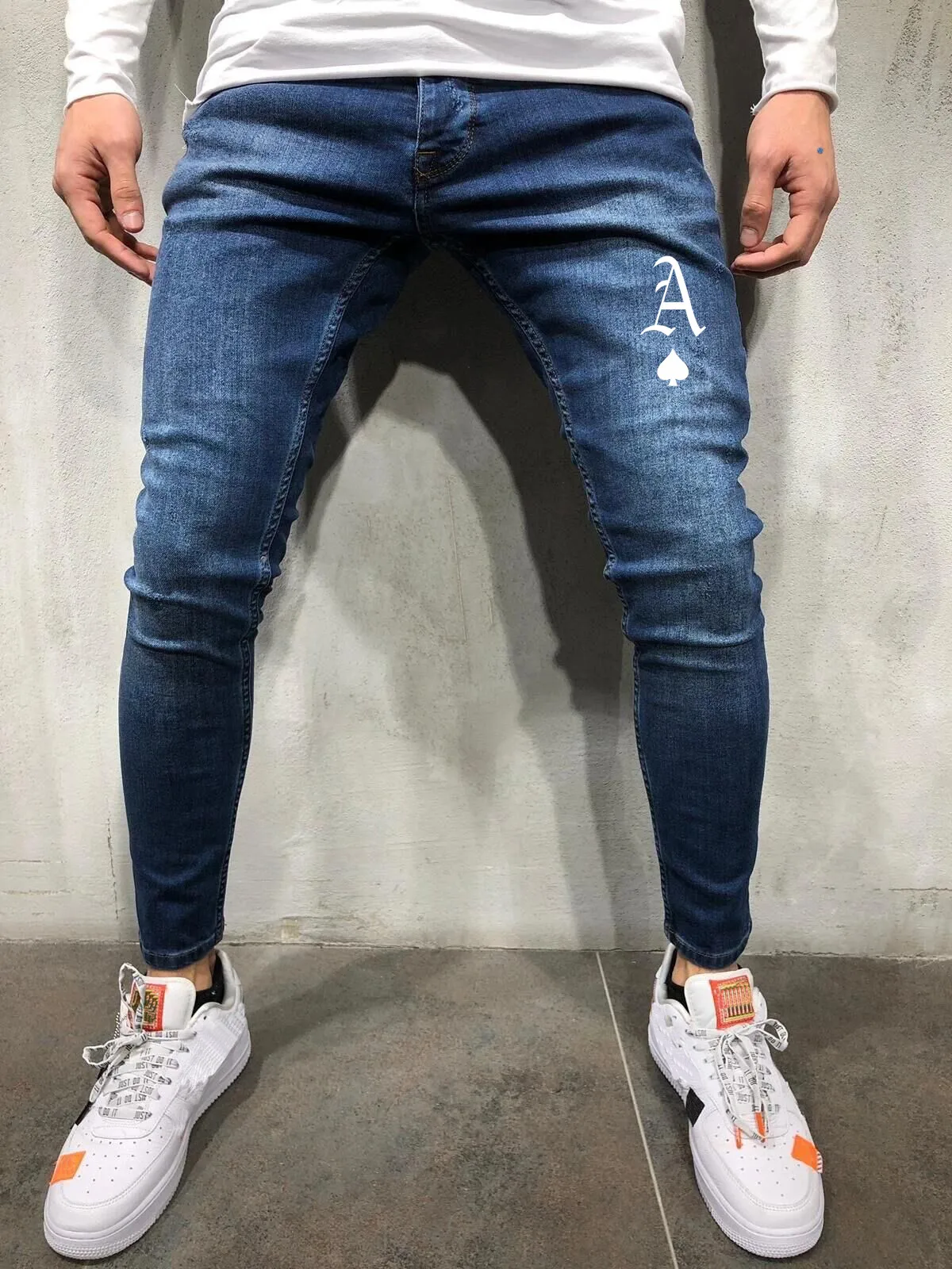

2021Mens Brand Pants High Waist Zipper Stretch Jeans Casual Slim Trousers Male Plus Size Pencil Pants Denim Skinny Jeans for Men