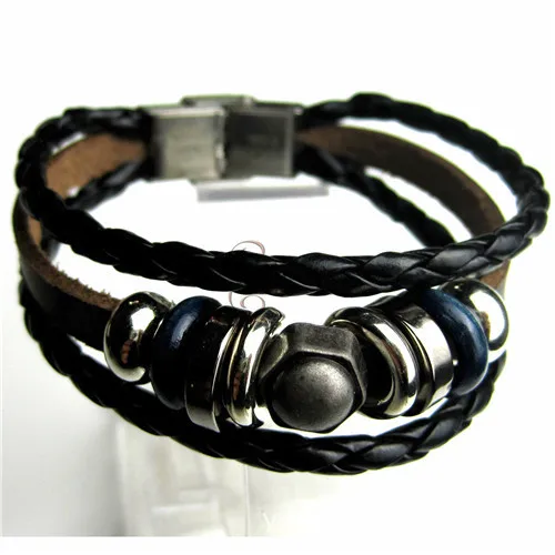 Браслеты и браслеты мужские кожаные браслеты Pulseira Masculina ювелирные изделия панк Шарм Bileklik Pulseiras подарок бойфренду - Окраска металла: Bullet Train