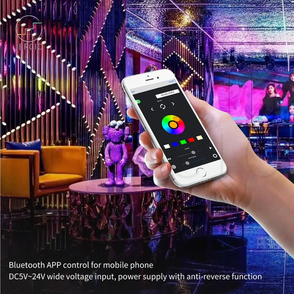 

JERCIO DC5-24V SP105E Magic Controller Bluetooth 2048 Pixels for WS2811 2812 SK6812 IC LED Strip Support IOS / Android APP