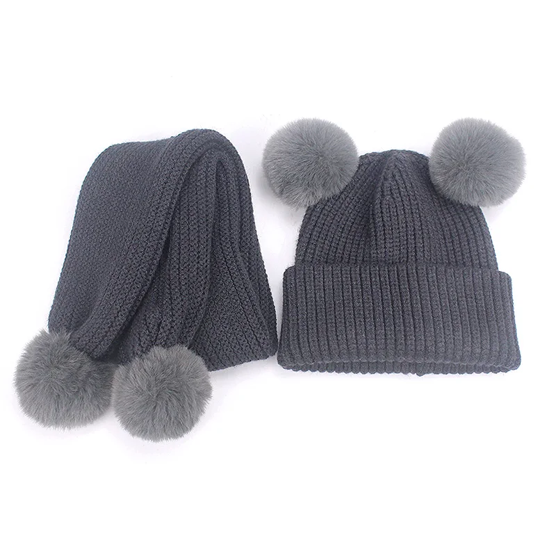 Детский комплект из шапки и шарфа с помпоном | Наборы шарфов шапок перчаток