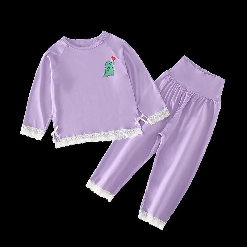 

baby kids Girls modal pajamas clothing sets new children's long sleeve home clothes baby girls thin casual clothing sets P4 094