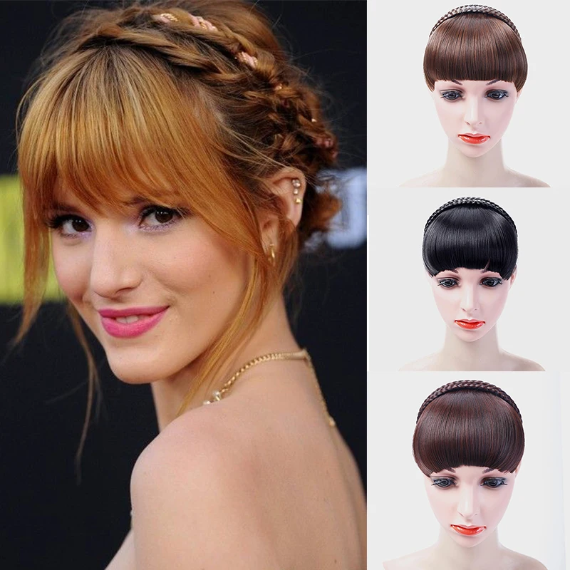 Лупу 7 цветов синтетические волосы тупой челкой с косами повязка на голову