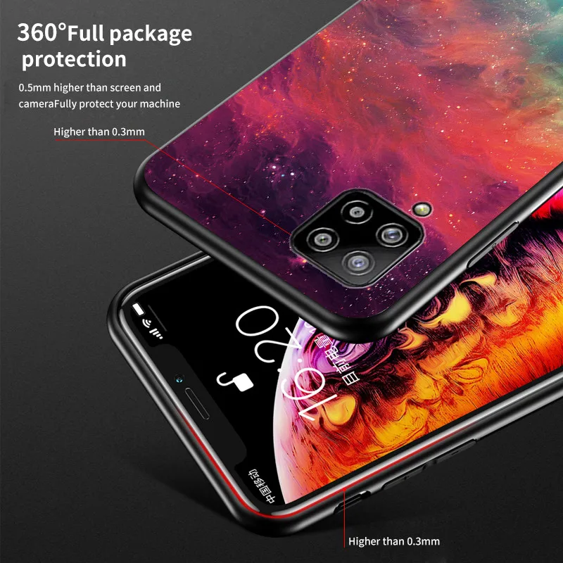 

For Samsung Galaxy A42 5G 2020 LUXURY Case Patterned Tempered Glass Back Panel for Samsung A42 Case A 42 SM-A426 Hard Cover Etui