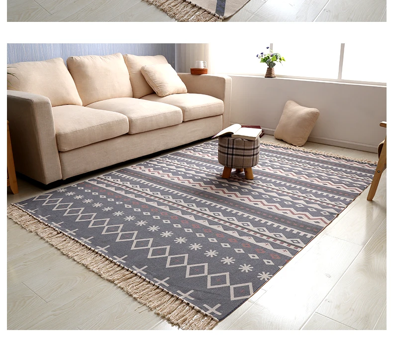 Morocco Hand Woven Living Room Carpet Geometric Blanket Home Bedroom Area Rugs Floor Sofa Coffee Table Mat Ins Nordic Carpet