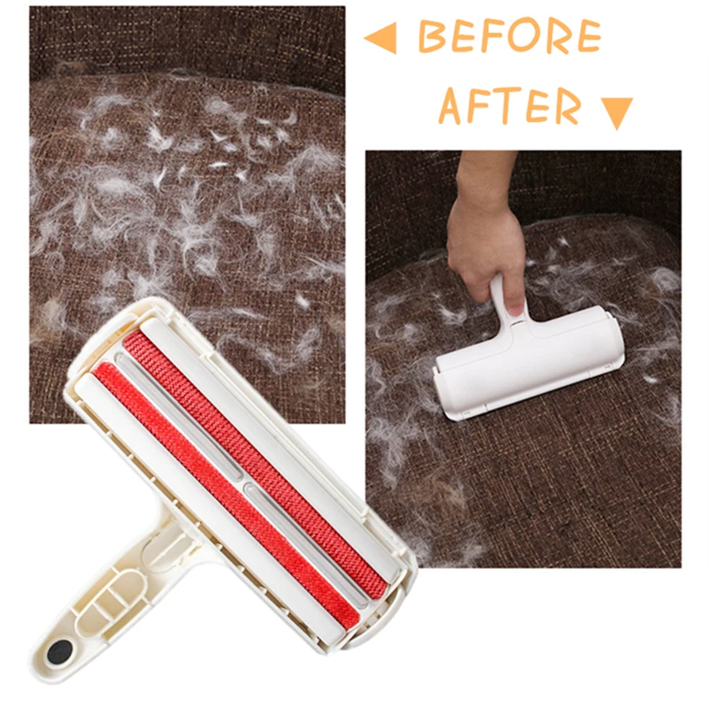 

2-Way Pet Hair Remover Roller Lint Sticking Roller Removing Dog Cat Hair from Furniture Carpets Clothing One Hand Operate Reuse