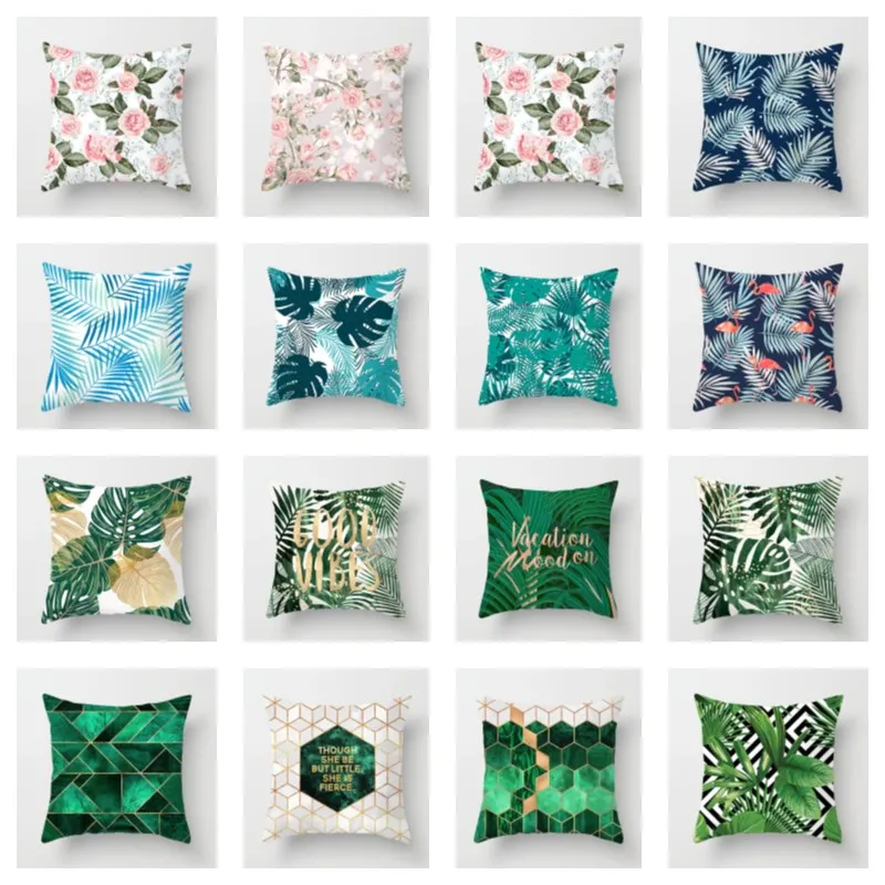 

Tropical Plant Office Fabric Sofa Cushion Cover 16x16in 18x18in 20x20in 24x24in Short Plush Home Decoration Pillow Cover