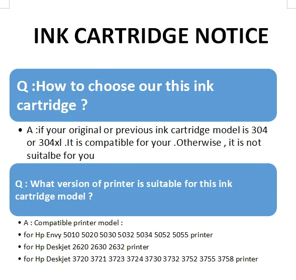 Сменный картридж для HP 304 XL чернильный deskjet 2620 2630 2632 3720 3730 envy 5030 5020 5010 5032|Чернильные