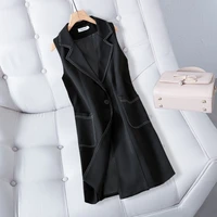 spring new 2022 women sleeveless blazer single breasted vest jacket office ladies casual suit coat pockets outwear tops q201