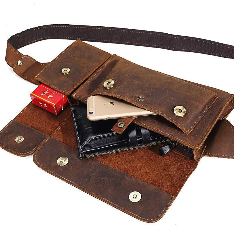 

YourSeason Crazy Horse Leather Men 2021 Retro Chest Bags Solid Color Multifunctional Boys Cowhide Messenger Casual Bags