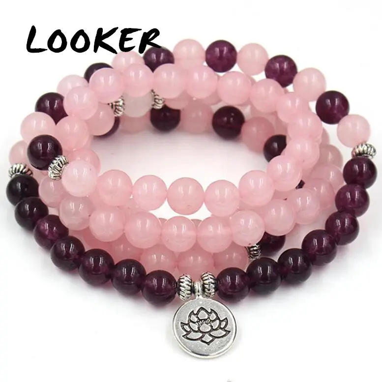 LOOKER хит продаж женское ожерелье и браслеты Mala для женщин розовый браслет Quartzs