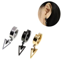 1 pair punk women men earrings spike triangle hoop huggie gothic stainless steel earring jewelry gifts accessories