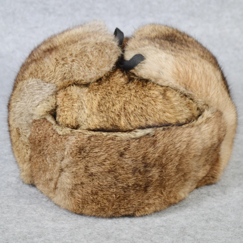 Лидер продаж Мужская зимняя шапка бомбер из натурального кроличьего меха