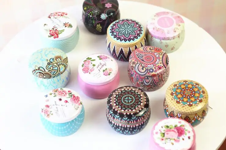 1PC 7x5cm Home Garden Personality Drum-shaped Candy Box Cookie Package Rose Tea Pot Tinplate Festive Party Supplies | Дом и сад