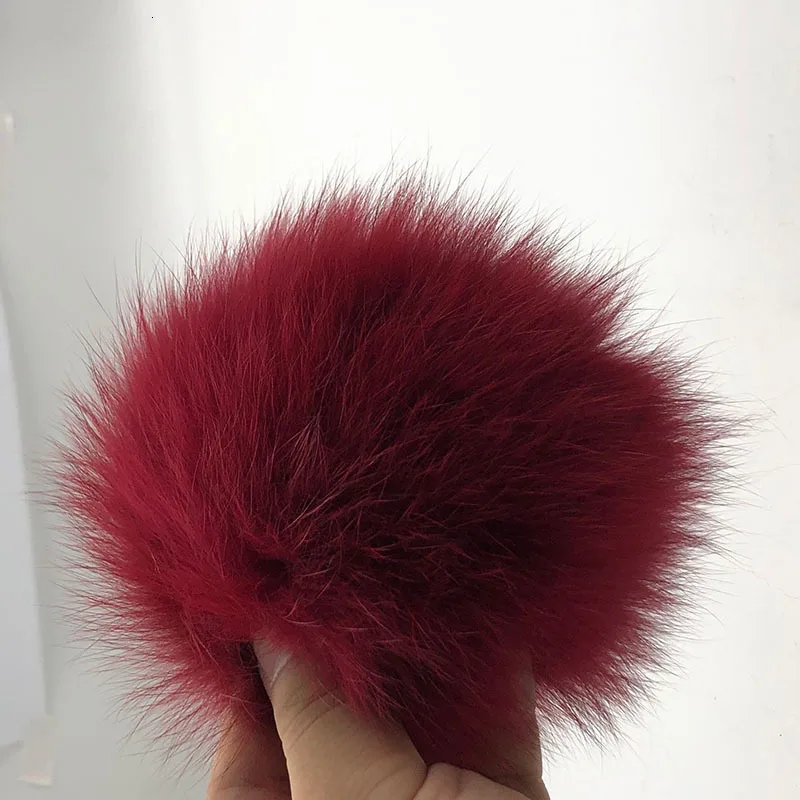 15 см натуральный животный Hairball Hat помпон ручной работы DIY действительно енот большой волос шар шляпа помпон с пряжкой