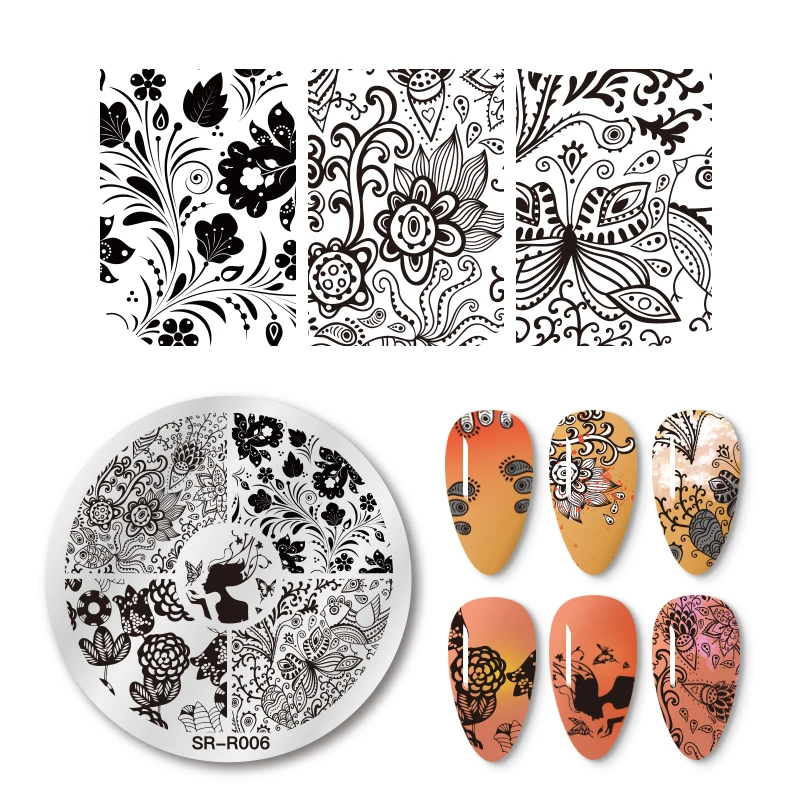 Таблички для стемпинга ногтей с изображением цветов животных красивых