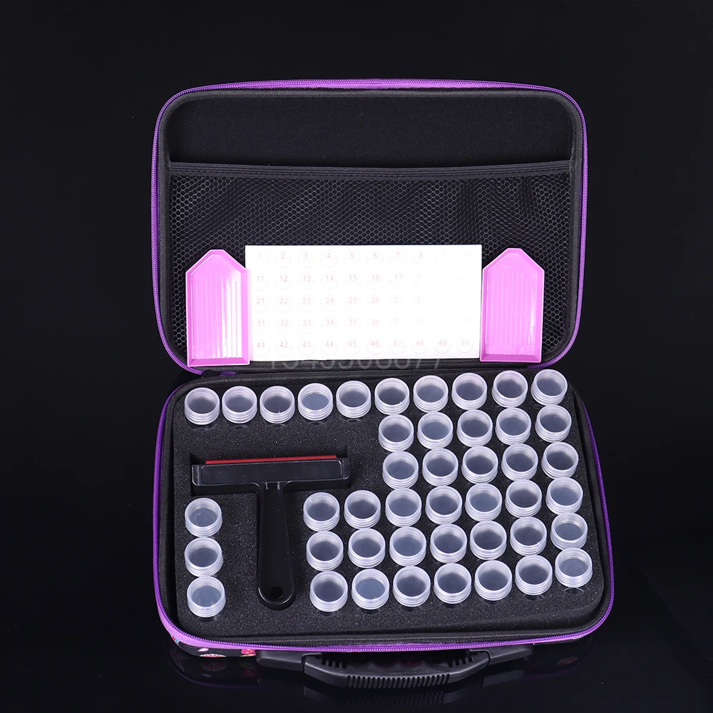

5D Diamond Painting Storage Box Tools Diamond Embroidery Accessories Stone Mosaic Convenience Box 44 Bottles with Roller Sticker