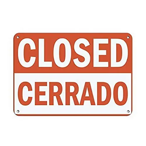 Оловянная вывеска новый алюминиевый металлический закрытый знак Cerrado для