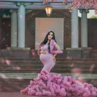 Новинка, пышные платья для беременных с юбкой-годе, изготовленные на заказ платья с оборками и длинным шлейфом, эластичное платье невесты для беременных