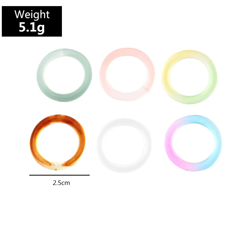 

6pcs/set Korea Vintage Resin Colorful Rings Chic Acrylic Geometric Irregular Ring Set for Women Jewelry 2021 Party Gifts Rings