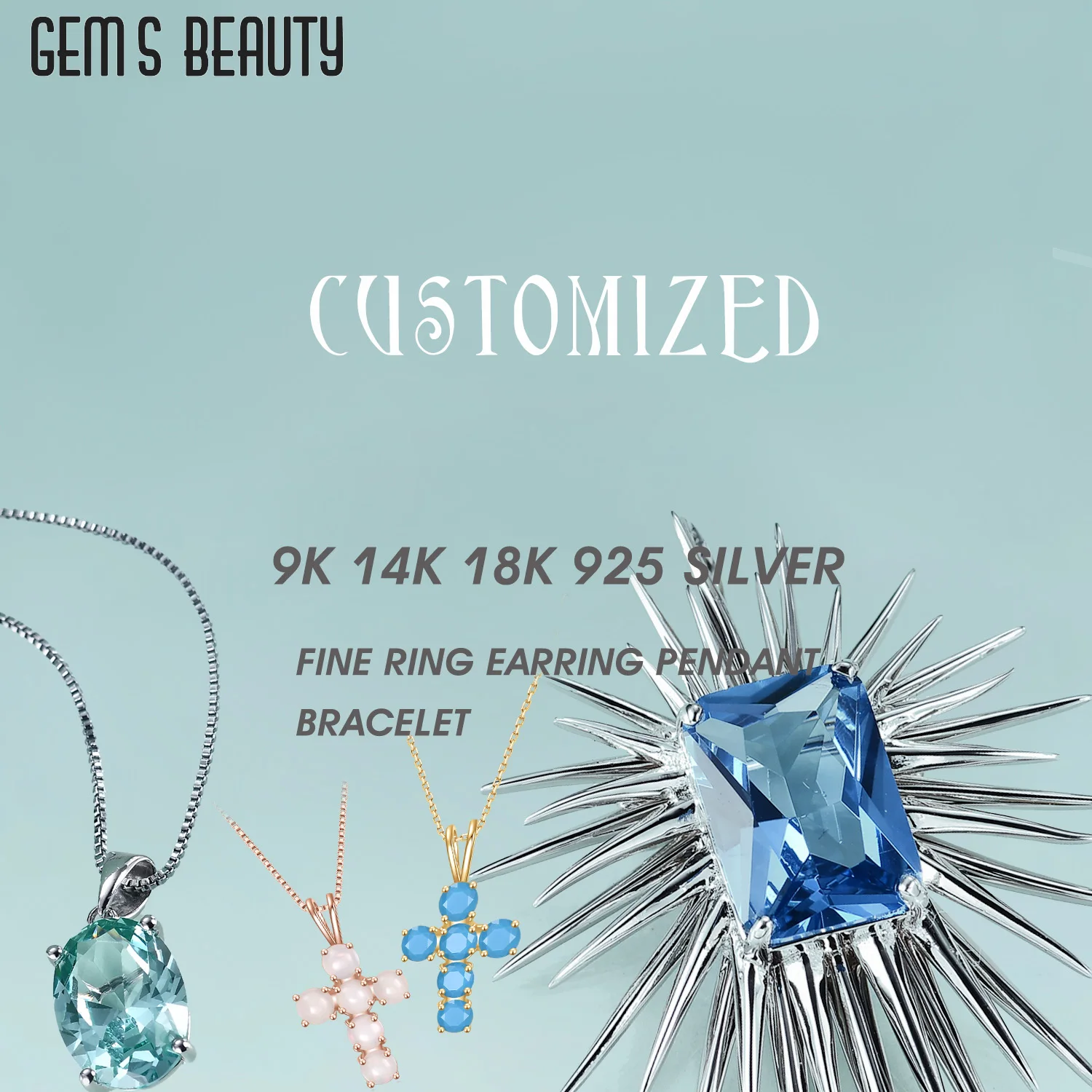 

GEM'S BEAUTY Customize Jewelry Service Custom Agate Necklace Topaz Necklace or Moissanite Necklace in 14K, 18K ,925 Silver