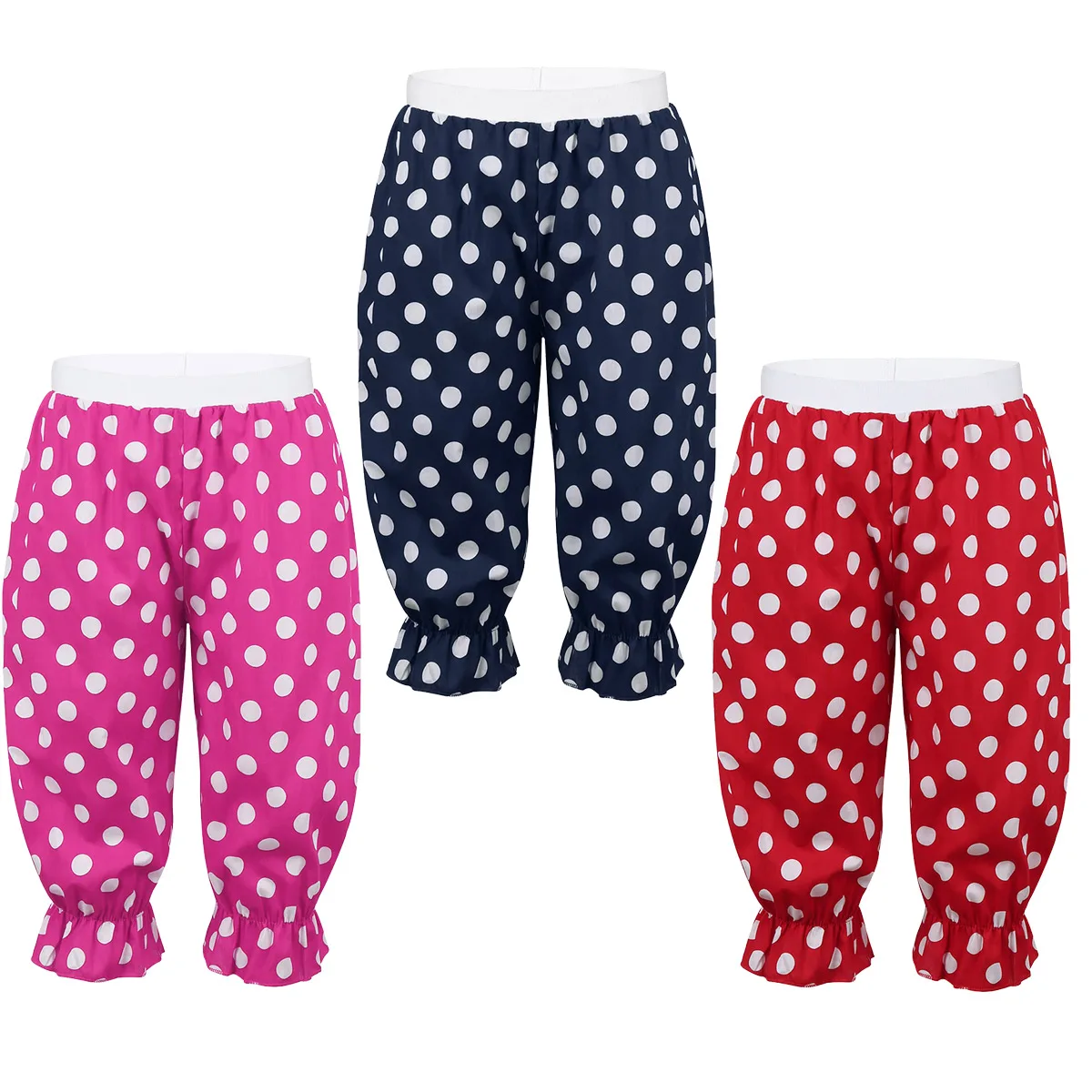 Детский костюм клоуна для девочек свободные шаровары с принтом в горошек