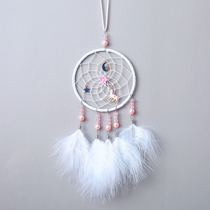Dreamcatchers гобелены ручной работы макраме пером Белой Кисточкой Boho настенный