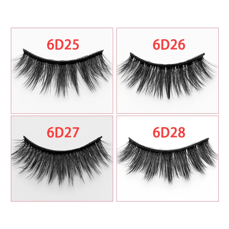 

Handmade Dropship Long Lasting 6D Full Black Strip Curly False Lashes 1pair Fake Eyelashes soft Natural Mink Wispy Eye Lashes