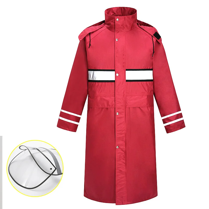 Водонепроницаемые красные длинные дождевики с высокой видимостью для мужчин