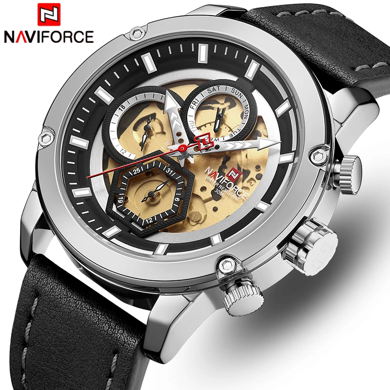 Часы наручные NAVIFORCE Мужские кварцевые брендовые Роскошные водонепроницаемые с