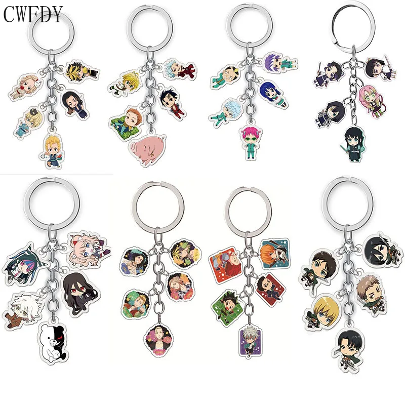 

100 Styles Anime Attack on Titan Keychain Tokyo Avengers Cosplay Double Sided Transparent Acrylic Key Chain Trinket For Friends