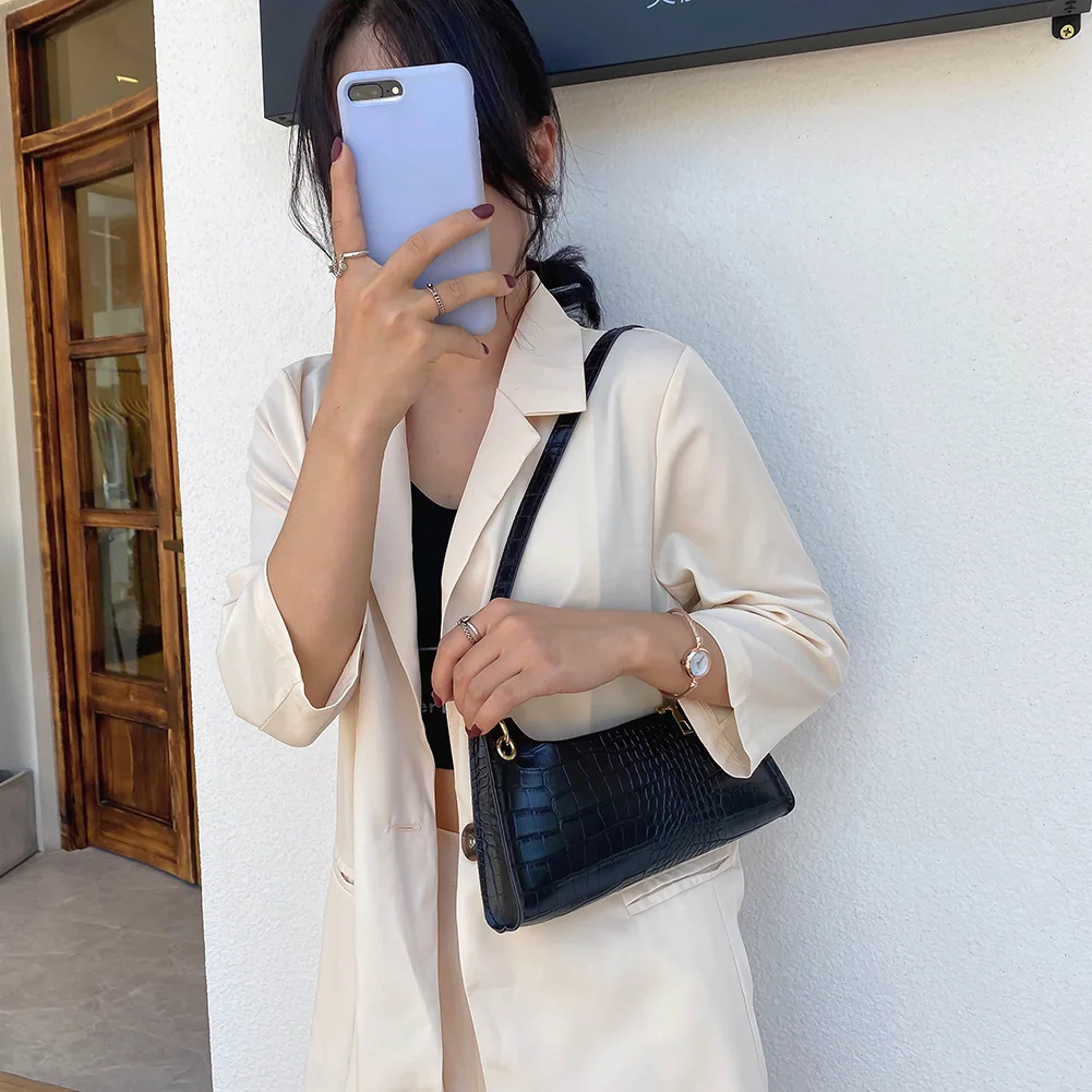 Женская сумка тоут из ПУ кожи с крокодиловым узором|Сумки ручками| |