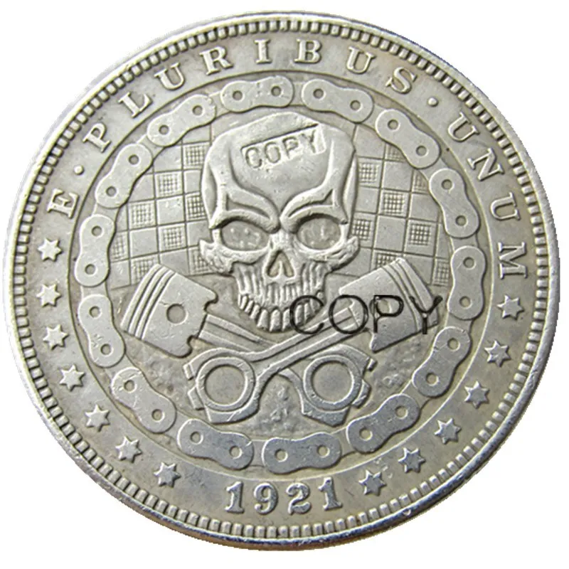 US Hobo 1921 Morgan Dollar Череп Зомби Скелетон посеребренные копии монет|Безвалютные