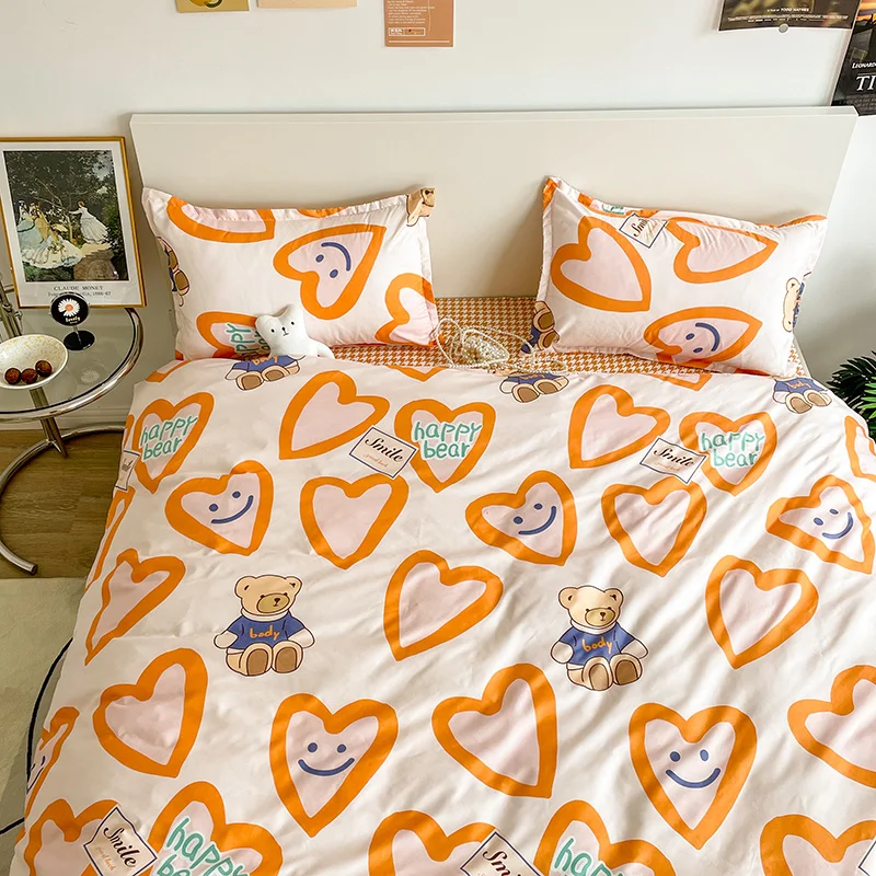 Cute Bedding Sets Cartoon Fashion Duvet Cover Pillow Cases Comfortable Bed Sheets Single Twin Full King Queen Bedclothes | Дом и сад
