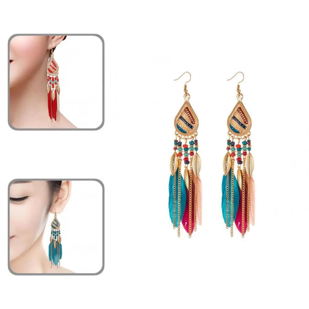 

Attractive Hook Earrings Beaded Accessory Vintage Multicolor Hook Earrings Earrings Dangle Earrings 1 Pair