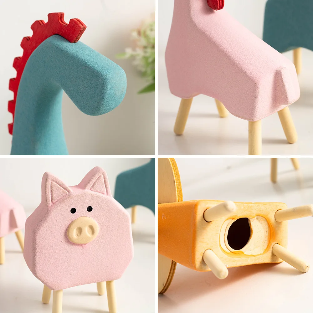

Kawaii Resin Flat Back Animal Model Small Ornaments Candy Color Home Decor Accessories Children's Bedroom Decor Children's Gifts