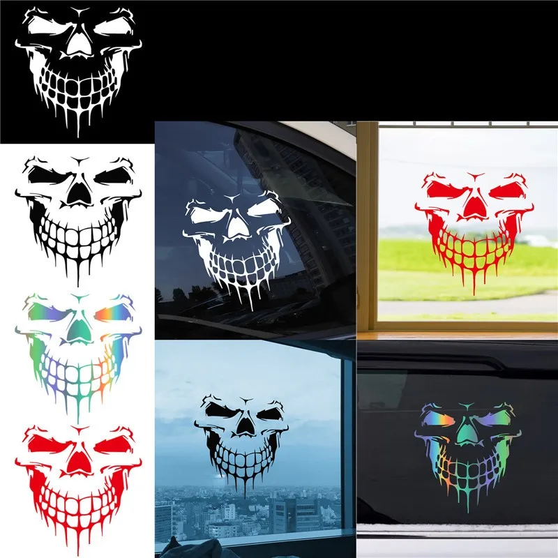 

Мотоциклетная наклейка с черепом, 3D отражающие автомобильные наклейки, мотоциклетная Автомобильная наклейка, забавная виниловая наклейка ...