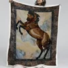 Blessliving Strong Horse Throw Blanket on Bed Animal Painting Sherpa Fleece Blanket Retro Brown Bedspread Clouds Bedding 150x200 1