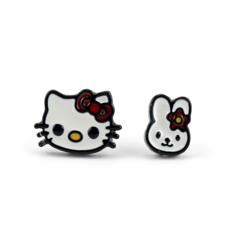 white Anime One Piece Luffy Tom and Jerry Alice in Wonderland Stud Earrings The Nightmare Before Christmas Jack Sally Cute Earrings - Окраска металла: white