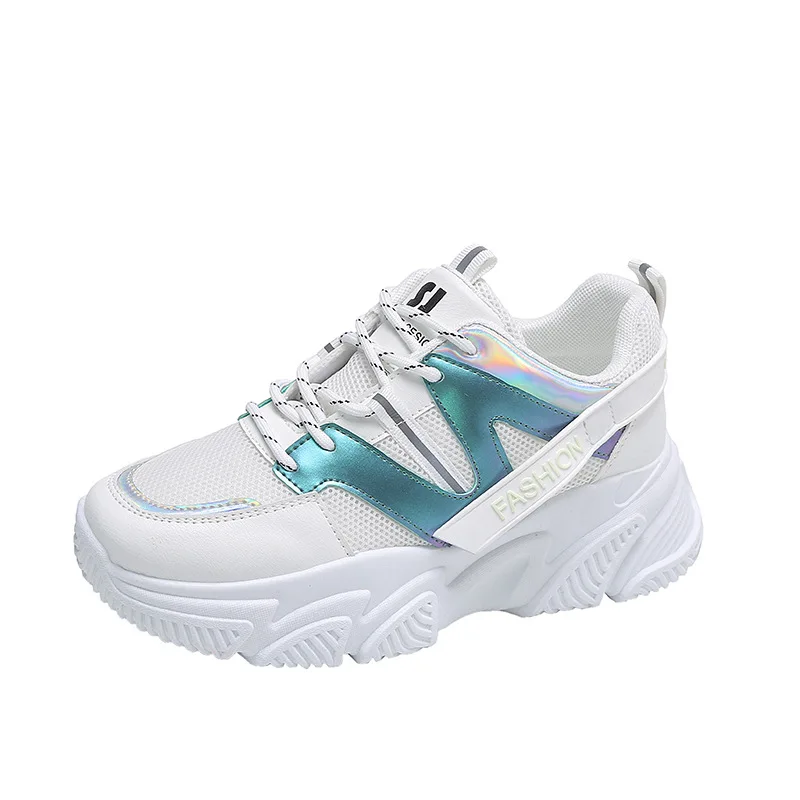 

Кроссовки женские на платформе, Вулканизированная массивная подошва, на шнуровке, дышащие, повседневная обувь, Осень-зима