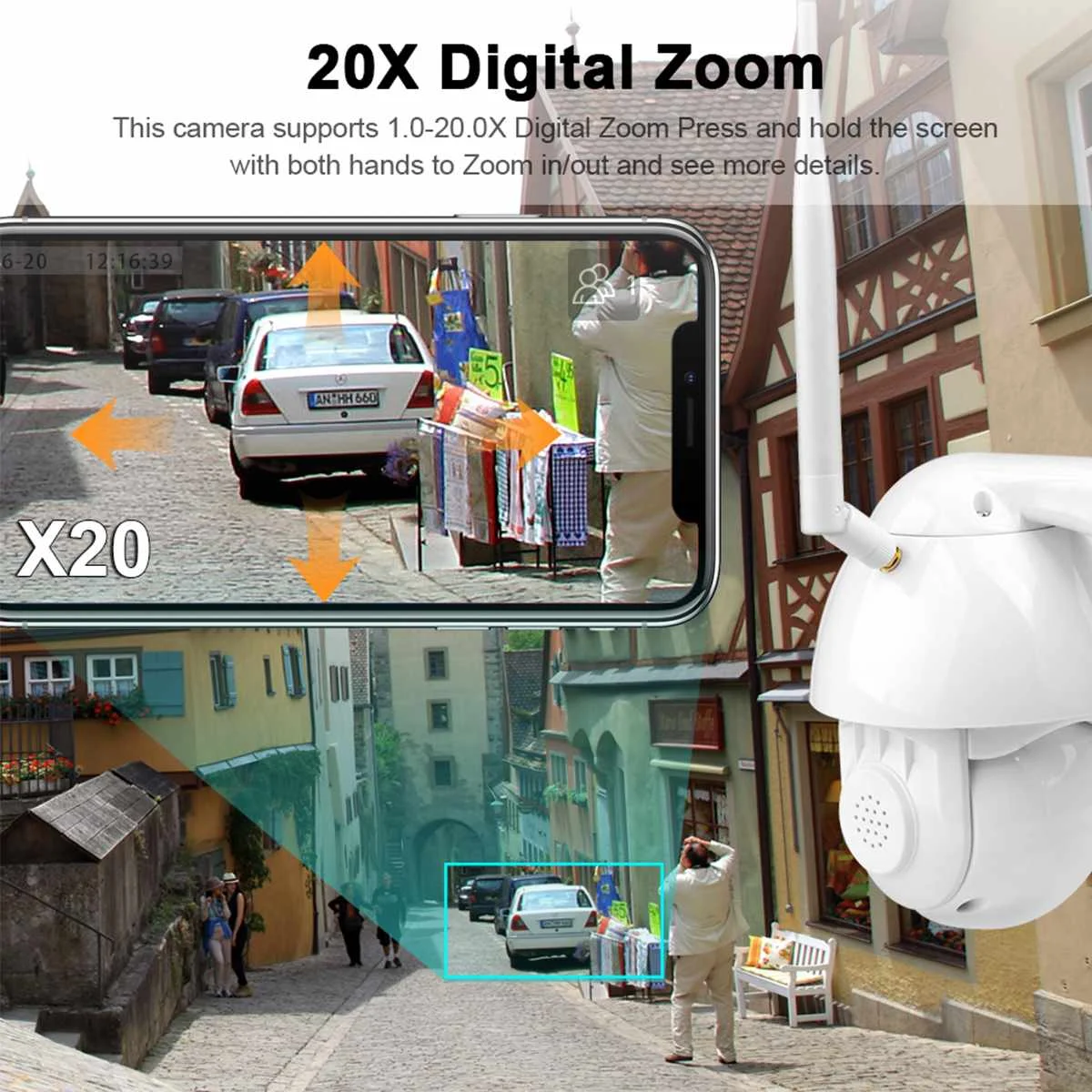 20X зум водонепроницаемый WiFi панорамирование/наклон 1080P HD IP ИК камера полноцветное ночное видение, PTZ камера наблюдения беспроводная камера