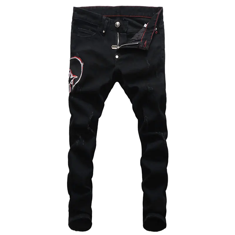 Европейские и американские уличные модные мужские джинсы, Эластичные зауженные рваные джинсы, мужские дизайнерские джинсы в стиле хип-хоп ...