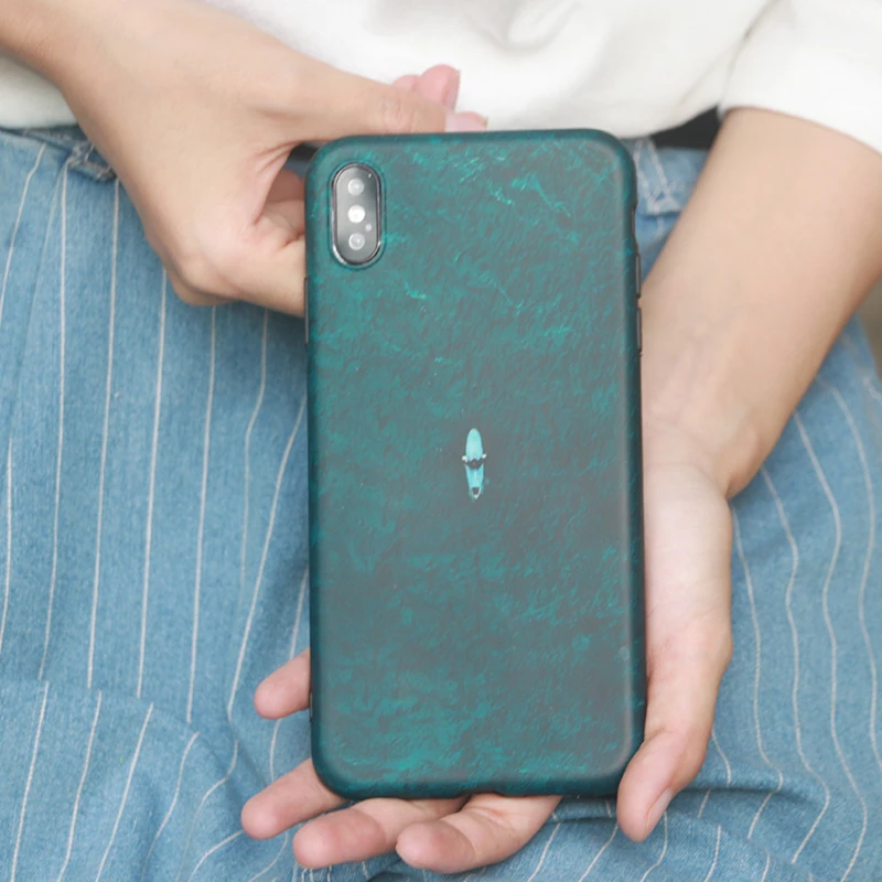 Лодка в море темно-зеленый чехол для телефона Iphone 11 Pro Max Xs XR X мягкий |