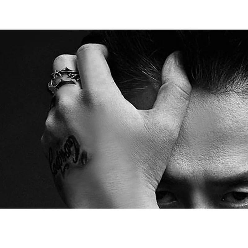 Металлическое регулируемое кольцо с драконом крылом дьявола и перьями для