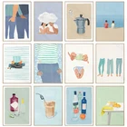 Постеры для пикника всей семьи, современные настенные картины на холсте с изображением напитков, фруктов, абстрактных продуктов, скандинавский Декор для дома
