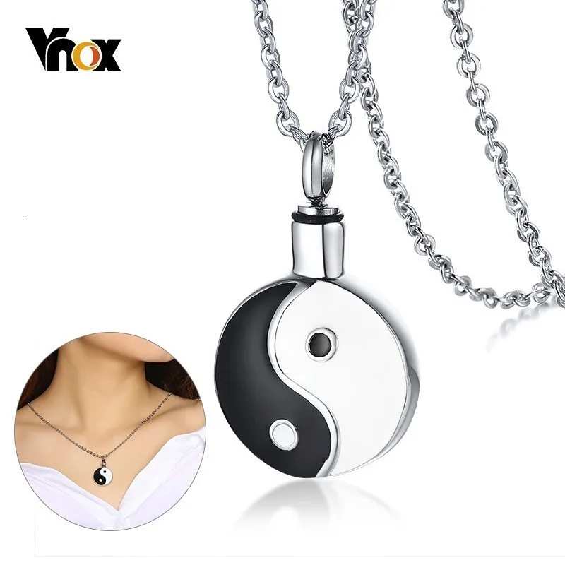 Vnox, можно открыть, полые подвески для женщин и мужчин, Yingyang Bagua, благословение, ожерелье из нержавеющей стали, пепел, кремационная урна, повседневные украшения