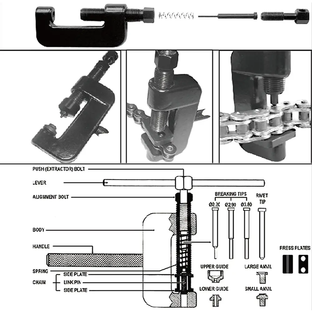 

Motorcycle Bike Chain Breaker Splitter Riveting Tool Repair Tools Set Circuit breaker Chain Pin Press Motorcycle chain riveter