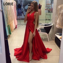 LORIE Simple Satin Red Evening Dresses for Sleeveless Long Formal Prom Party Gowns with Pockets Plus Size 2020 Celebrity Dresses (1)