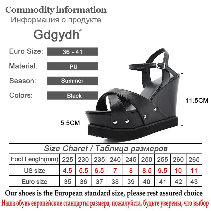 

Gdgydh Korean Fashion Womens Sandals With Platform Heels Open Toe Ankle Strap Rivet Buckle Shoes High Wedges Women Sandals