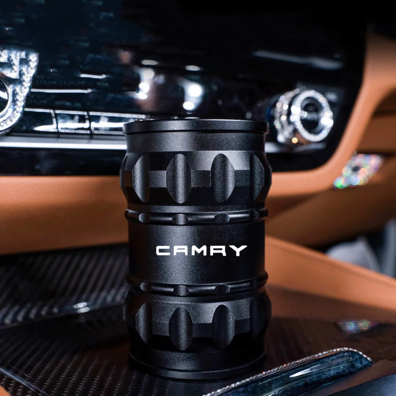 

Creative Aluminum Alloy Car Ashtray Portable for Toyota camry 40 50 2007 2008 2009 2018 Accessories Styling