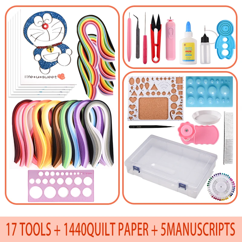 Conjunto de herramientas de Quilling de papel, pegamento para principiantes de Potali, materiales de manualidades, suministros de Scrapbooking, Kit de herramientas de Quilling-1